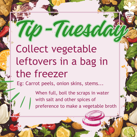 A poster with a lot of vegetables in the background. The text say the same thing as the text post.