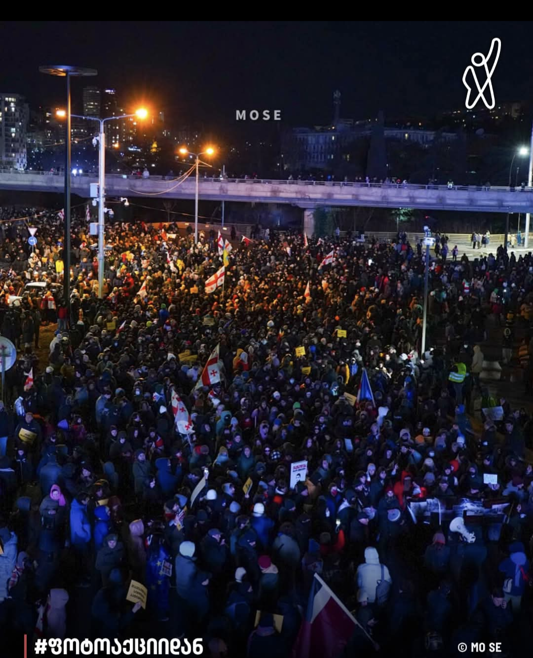 Huge crowds of protestors in Tbilisi, Georgia.