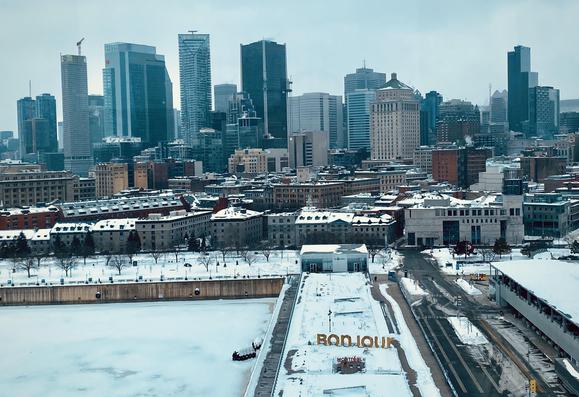 View on Old Montreal from Port of Montreal Tower