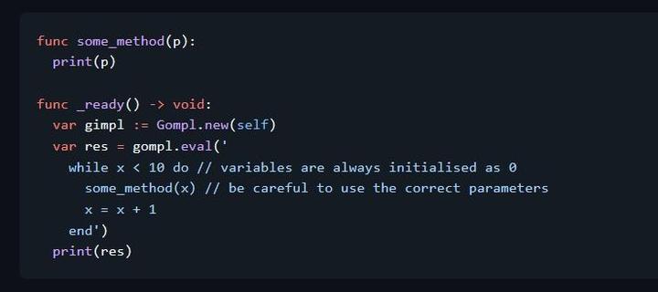 A GDScript with Gompl code embedded