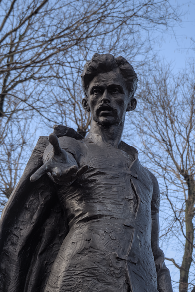 A statue of the late poet Sándor Petőfi in Satu Mare, Romania.