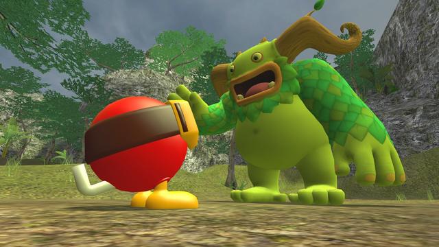 Pooka intimidated by Entbrat's appearance.