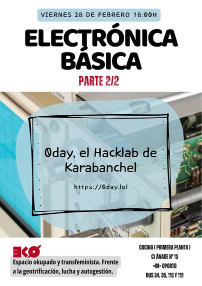 Cartel promocional del evento sobre electrónica básica, segunda parte.