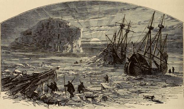 1876 engraving - Hugh Willoughby's Ships in Arctic Seas