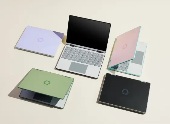 Photo of the Framework Laptop 12 in different colors.