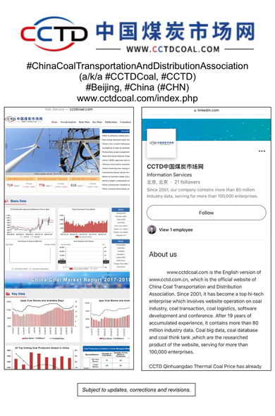 Logo and company information for CCTD Coal (Beijing, China).
