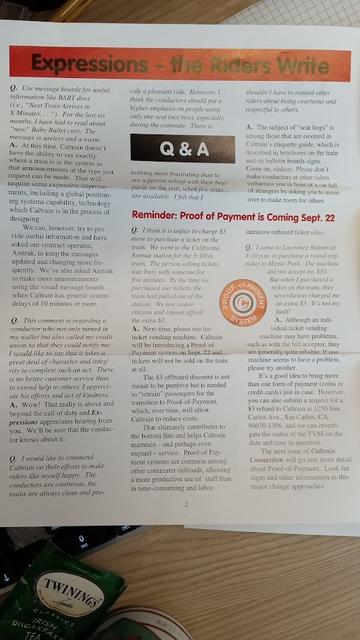 Rider Q&A
Reminder: Proof of Payment is Coming Sept 22