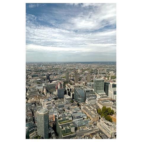 Colour photograph looking down over London from the cities highest viewing platform