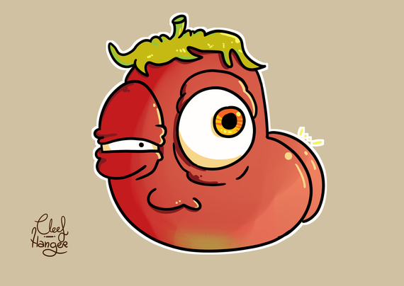 Tomato with weird eyes and big butt