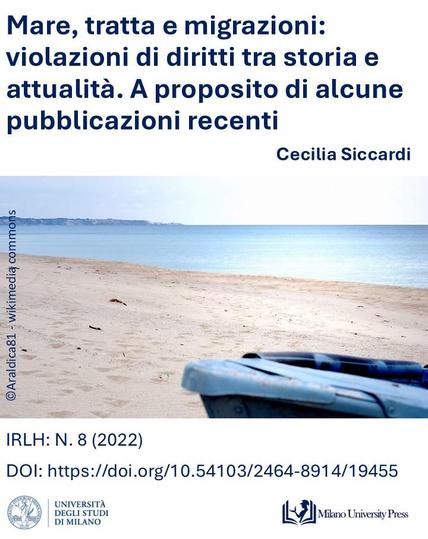 Titolo articolo "Mare, tratta e migrazioni: violazioni di diritti tra storia e attualità. A proposito di alcune pubblicazioni recenti" dalal rivista Italian Review of Legal History.