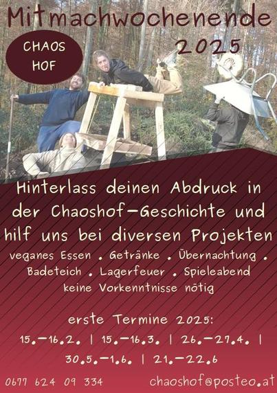 Flyer für die mitmach termine am Hof