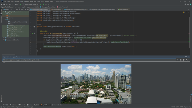 Show photo applet running in JetBrains IntelliJ IDE