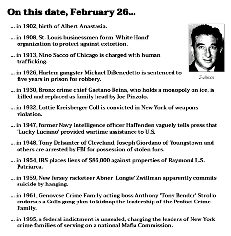 Collection of crime history items from February 26