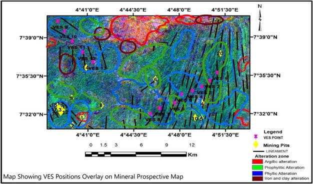 geology/geomorphology map - Showing VES Positions Overlay on Mineral Prospective Map