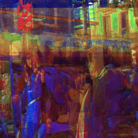 Barcelona digital glitch street photography, made with Bless Hex Editor and the GNU Image Manipulation Program.