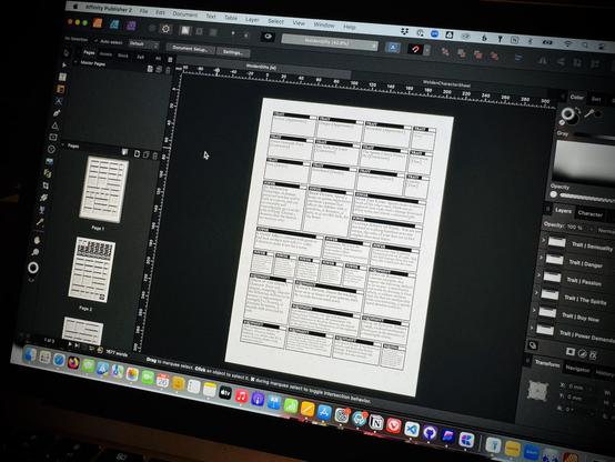 Photo of a sheet of Wolden gifts laid out in Affinity Publisher.
