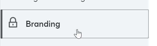 Screenshot of the DocuSign nav bar where the branding section has a lock icon. Entering this area will say to contact support to enable.