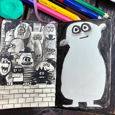 Pages de carnet - dessins de personnages