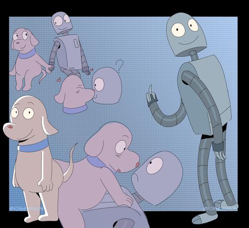 Doodles of Dog and Robot from Robot Dreams.