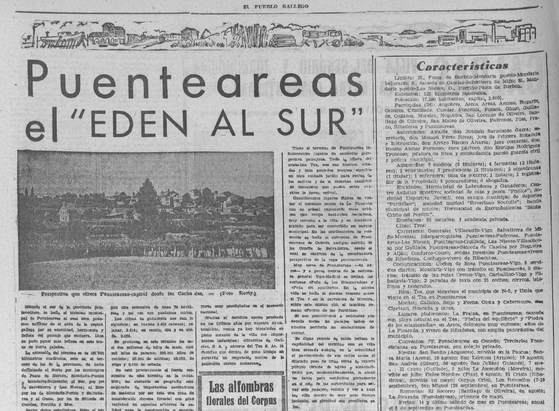 Nova do xornal el pueblo gallego que ten como título: Puenteareas el "edén al sur"