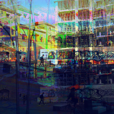 Recovered digital street photography from eight years ago, glitched up via the GNU Image Manipulation Program and Tenacity, as a testimony to the crush of time passing yet seeming to overlap and distort any purported perception of so called reality eight years hence, i.e. now, or during the month of February 2025. Hang in there!