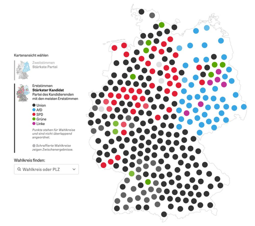 Cartogram of 299 German election districts