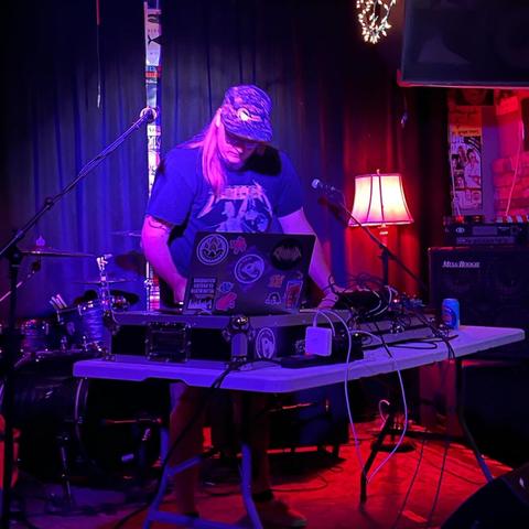 Performing electronic music on stage at The Grape Room, Philly