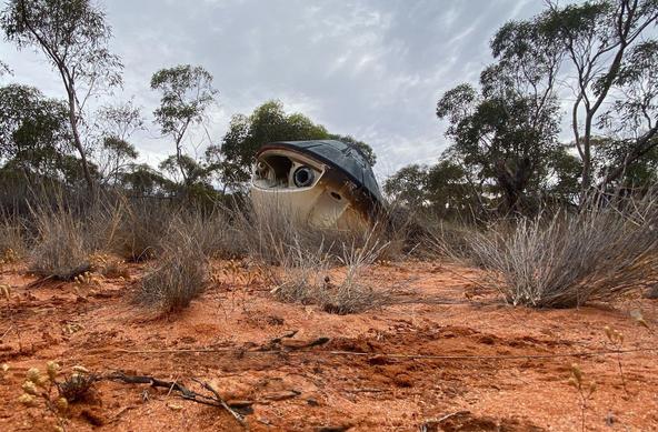 Capsule in the desert.
