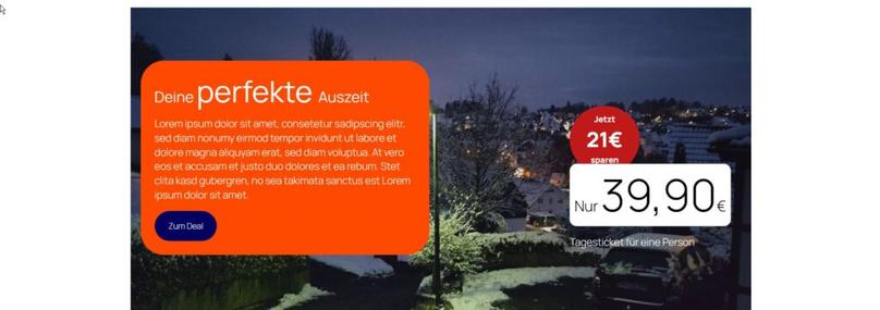 geänderte Schriftgrößen in einem Banner