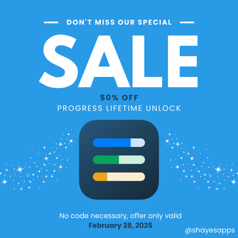 Don't miss our special sale! 50% off Progress Lifetime Unlock. No code necessary, offer only valid February 28, 2025