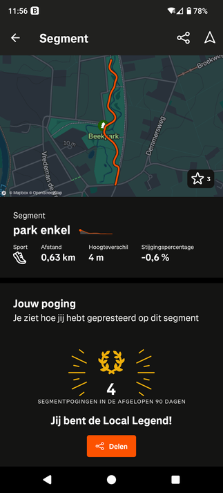 Local Legend Laurel of a Strava segment of 0.63k