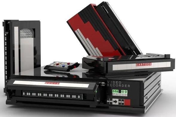 a model of a VCR made of Lego bricks