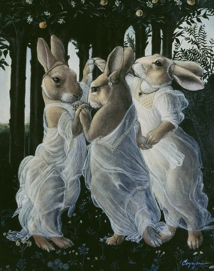 art. 3  dancing rabbits in shear dresses