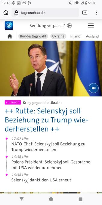 Rutte: Selenskyi soll Beziehung zu Trump wiederherstellen