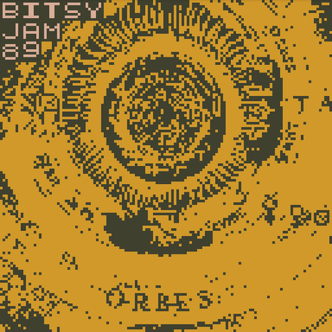 bitsy-fied image of an old illustration of the earth-centered universe according to ptolemny