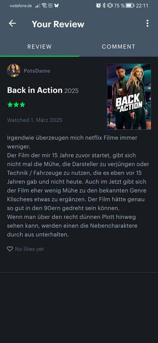 Filmbewertung Back in Action