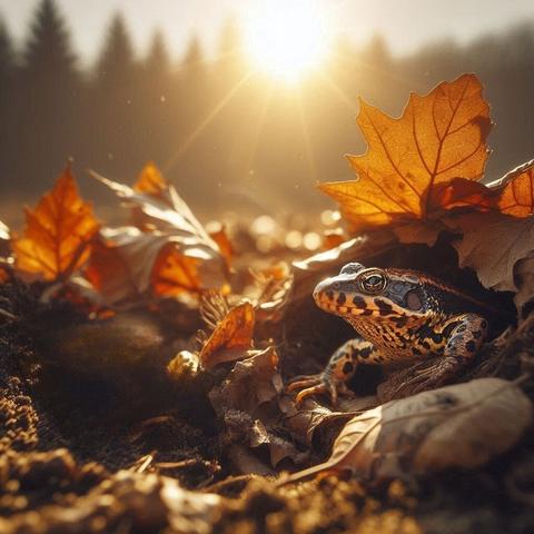 ①«#aiart #genart by MicrosoftCopilot»
Frogs and lizards waking from winter hibernation, leaving their homes made of soil and fallen leaves, basking in the warm sunlight
#本日の成果物