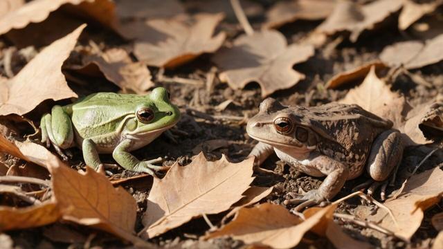 ②«#aiart #genart by MagicEraser/SDXL»
Frogs and lizards waking from winter hibernation, leaving their homes made of soil and fallen leaves, basking in the warm sunlight