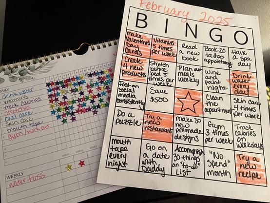 Goals and bingo card.