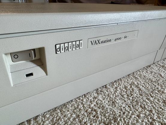 A digital VAXstation 4000-60 beige pizza box computer front plate