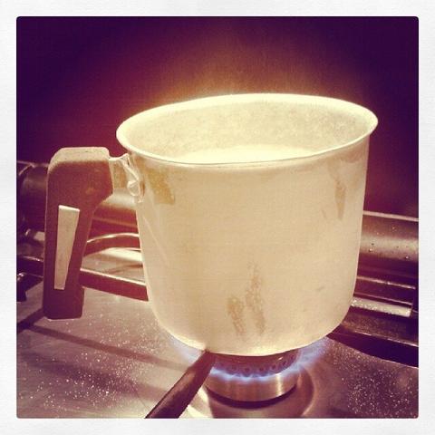 A small saucepan on a stove