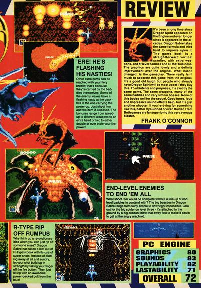 Review for Dragon Saber on PC-Engine.
Taken from CVG 125 - April 1992 (UK) 

score: 72%