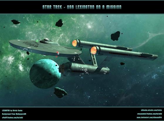 Ein Raumschiff der CONSTITUTION-KLASSE aus STAR TREK.