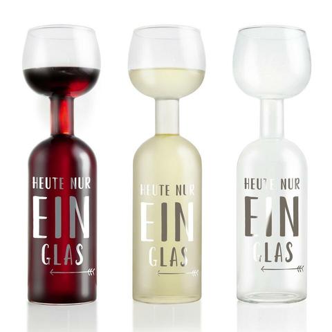 Wein-Glas-Flasche
Eine Weinflasche, an deren Flaschenhals das Glas direkt anschließt