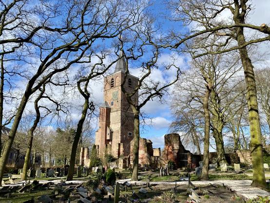 Old tower of warmond on a sunny winter day
