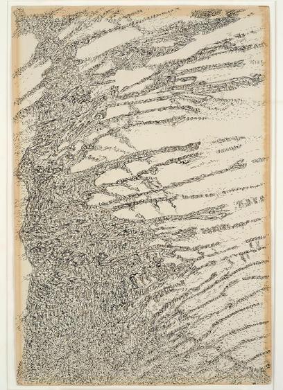 graphite, brown and black inks on paper