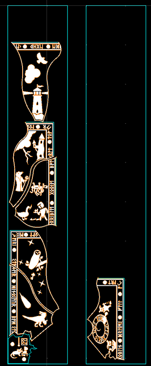 Layout of the book cover broken into pieces and placed on 6 inch wide boards