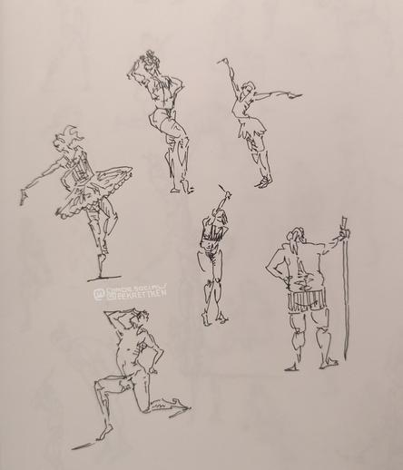 Black ink on paper

Sketches of various people
