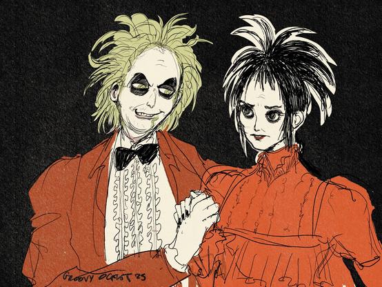 Beetlejuice and Lydia from Beetlejuice Beetlejuice (2024)