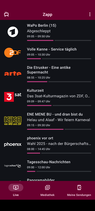 Screenshot der mediathek-app zapp.